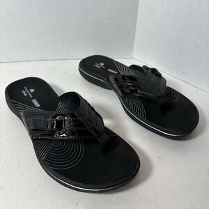 Clarks Cloudsteppers Sandals Womens Size 6 Black Slides Breeze Sea Flip Flops C2